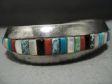 Museum Quality Vintage Navajo Turquoise Gaspeite Sterling Silver Bracelet Old-Nativo Arts