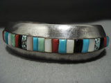 Museum Quality Vintage Navajo Turquoise Gaspeite Sterling Silver Bracelet Old-Nativo Arts