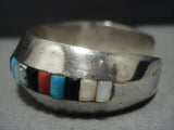 Museum Quality Vintage Navajo Turquoise Gaspeite Sterling Silver Bracelet Old-Nativo Arts
