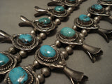 Museum Quality Vintage Navajo Turquoise Native American Jewelry Silver Wide Naja Squash Blossom Necklace-Nativo Arts