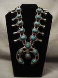 Museum Quality Vintage Navajo Turquoise Native American Jewelry Silver Wide Naja Squash Blossom Necklace-Nativo Arts