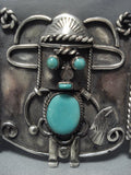 Museum Quality Vintage Navajo Turquoise Sterling Native American Jewelry Silver Kachina Bracelet Old-Nativo Arts