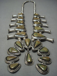 Museum Quality Vintage Navajo Turquoise Sterling Native American Jewelry Silver Squash Blossom Necklace-Nativo Arts
