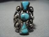 Museum Quality Vintage Navajo Turquoise Sterling Silver Native American Jewelry Ring-Nativo Arts