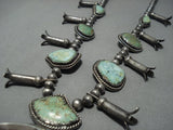 Museum Quality Vintage Navajo Turquoise Sterling Silver Squash Blossom Necklace-Nativo Arts
