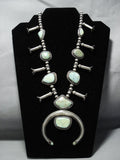 Museum Quality Vintage Navajo Turquoise Sterling Silver Squash Blossom Necklace-Nativo Arts