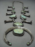 Museum Quality Vintage Navajo Turquoise Sterling Silver Squash Blossom Necklace-Nativo Arts