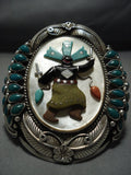 Museum Quality Vintage Navajo/ Zuni Dancer Turquoise Sterling Silver Bracelet-Nativo Arts