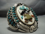 Museum Quality Vintage Navajo/ Zuni Dancer Turquoise Sterling Silver Bracelet-Nativo Arts