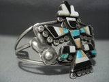 Museum Quality!! Vintage Zuni Turquoise Knifewing Sterling Native American Jewelry Silver Bracelet-Nativo Arts