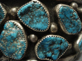 Museum Quality Vintage Zuni Turquoise Sterling Native American Jewelry Silver Dishta Bracelet-Nativo Arts