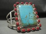 Museum 'Squared Royston Turquoise' Native American Jewelry Silver Heavy Bracelet Old-Nativo Arts