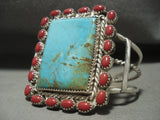 Museum 'Squared Royston Turquoise' Native American Jewelry Silver Heavy Bracelet Old-Nativo Arts
