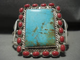 Museum 'Squared Royston Turquoise' Native American Jewelry Silver Heavy Bracelet Old-Nativo Arts