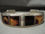 Museum Thick And Heavy 'Ancient Tree Sap' Amber Native American Jewelry Silver Navajo Bracelet-Nativo Arts