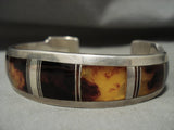 Museum Thick And Heavy 'Ancient Tree Sap' Amber Native American Jewelry Silver Navajo Bracelet-Nativo Arts