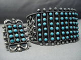 Museum Turquoise Vintage Native American Jewelry Navajo Sterling Silver Squash Blossom Necklace Bracelet-Nativo Arts