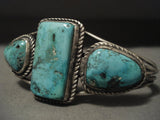 Museum Very Early Vintage Navajo Turquoise Native American Jewelry Silver Bracelet-Nativo Arts