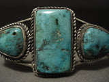 Museum Very Early Vintage Navajo Turquoise Native American Jewelry Silver Bracelet-Nativo Arts