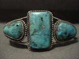 Museum Very Early Vintage Navajo Turquoise Native American Jewelry Silver Bracelet-Nativo Arts