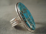 Museum Vintage Blue Diamond Turquoise Native American Jewelry Silver Ring-Nativo Arts