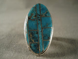 Museum Vintage Blue Diamond Turquoise Native American Jewelry Silver Ring-Nativo Arts
