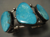 Museum Vintage Huge Easter Blue Turquoise Native American Jewelry Silver Bracelet-Nativo Arts