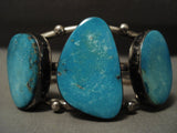 Museum Vintage Huge Easter Blue Turquoise Native American Jewelry Silver Bracelet-Nativo Arts