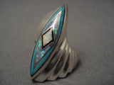 Museum Vintage Jerr Nelson Opal Turquoise Native American Jewelry Silver Ring-Nativo Arts