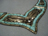 Museum Vintage Native American Jewelry Navajo 14k Gold Green Turquoise Sterling Silver Necklace Old-Nativo Arts