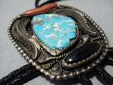 Museum Vintage Native American Jewelry Navajo #8 Turquoise Sterling Silver Buckle Bolo Old-Nativo Arts