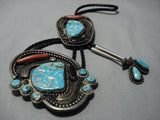 Museum Vintage Native American Jewelry Navajo #8 Turquoise Sterling Silver Buckle Bolo Old-Nativo Arts