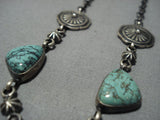 Museum Vintage Native American Jewelry Navajo Ajax Turquoise Sterling Silver Concho Necklace-Nativo Arts