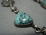 Museum Vintage Native American Jewelry Navajo Ajax Turquoise Sterling Silver Concho Necklace-Nativo Arts