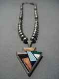 Museum Vintage Native American Jewelry Navajo Arrowhead Turquoise Sterling Silver Tubule Necklace Old-Nativo Arts
