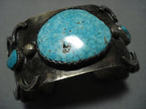 Museum Vintage Native American Jewelry Navajo Bird Eye Spiderweb Turquoise Sterling Silver Bracelet Cuff-Nativo Arts