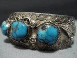 Museum Vintage Native American Jewelry Navajo Bisbee Turquoise Sterling Silver Bracelet-Nativo Arts
