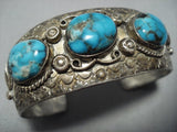 Museum Vintage Native American Jewelry Navajo Bisbee Turquoise Sterling Silver Bracelet-Nativo Arts