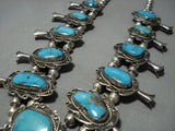 Museum Vintage Native American Jewelry Navajo Bisbee Turquoise Sterling Silver Squash Blossom Necklace-Nativo Arts