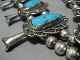 Museum Vintage Native American Jewelry Navajo Bisbee Turquoise Sterling Silver Squash Blossom Necklace-Nativo Arts