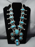 Museum Vintage Native American Jewelry Navajo Bisbee Turquoise Sterling Silver Squash Blossom Necklace-Nativo Arts