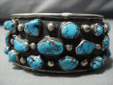 Museum Vintage Native American Jewelry Navajo Blue Candelaria Turquoise Sterling Silver Bracelet Old-Nativo Arts