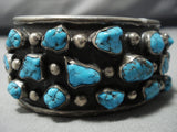 Museum Vintage Native American Jewelry Navajo Blue Candelaria Turquoise Sterling Silver Bracelet Old-Nativo Arts