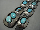 Museum Vintage Native American Jewelry Navajo Blue Carico Lake Turquoise Sterling Silver Concho Belt-Nativo Arts