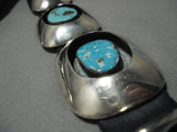 Museum Vintage Native American Jewelry Navajo Blue Carico Lake Turquoise Sterling Silver Concho Belt-Nativo Arts