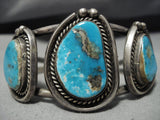 Museum Vintage Native American Jewelry Navajo Blue Gem Turquoise Sterling Silver Bracelet Old-Nativo Arts