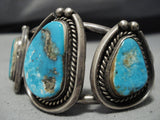 Museum Vintage Native American Jewelry Navajo Blue Gem Turquoise Sterling Silver Bracelet Old-Nativo Arts
