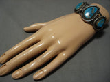 Museum Vintage Native American Jewelry Navajo Blue Gem Turquoise Sterling Silver Bracelet Old-Nativo Arts