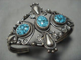 Museum Vintage Native American Jewelry Navajo Blue Wind Turquoise Sterling Silver Bracelet Old-Nativo Arts