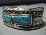 Museum Vintage Native American Jewelry Navajo Blue Wind Turquoise Sterling Silver Bracelet Old-Nativo Arts